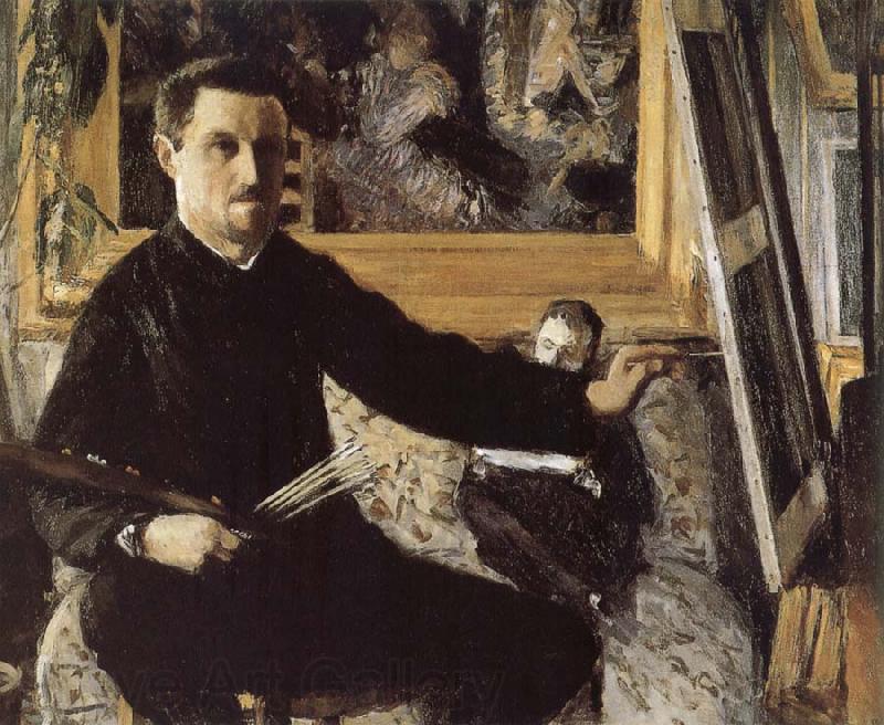 Gustave Caillebotte The self-portrait in front of easel